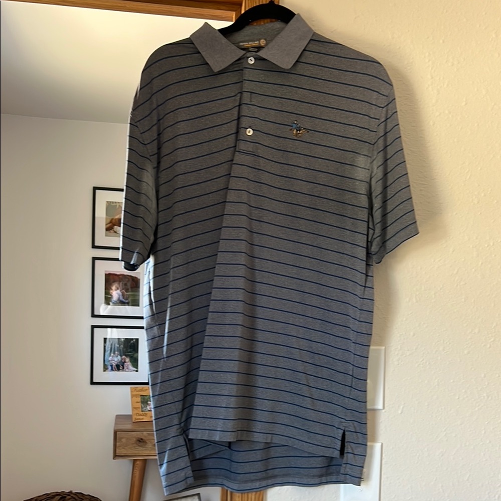 Men's Blue Striped Polo Shirt